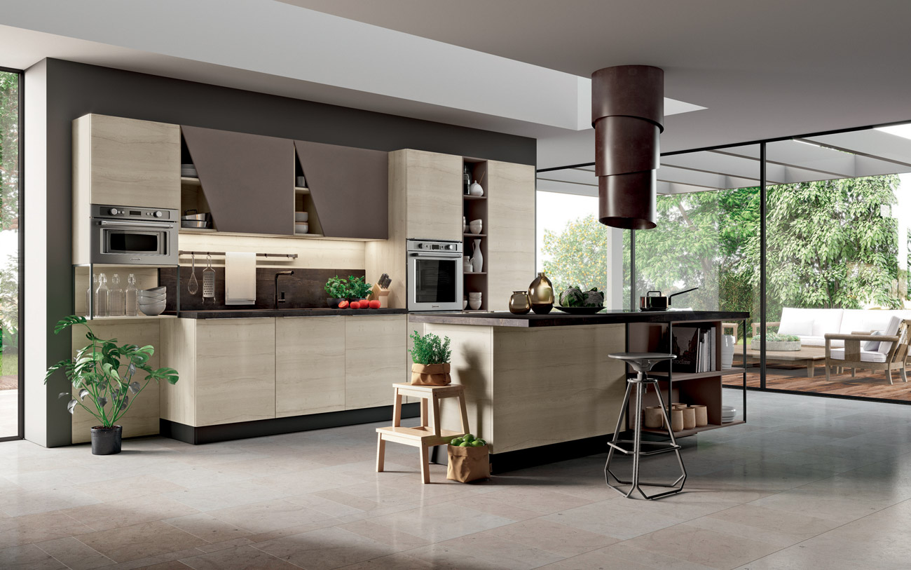 Cucina in essenza moderna con isola