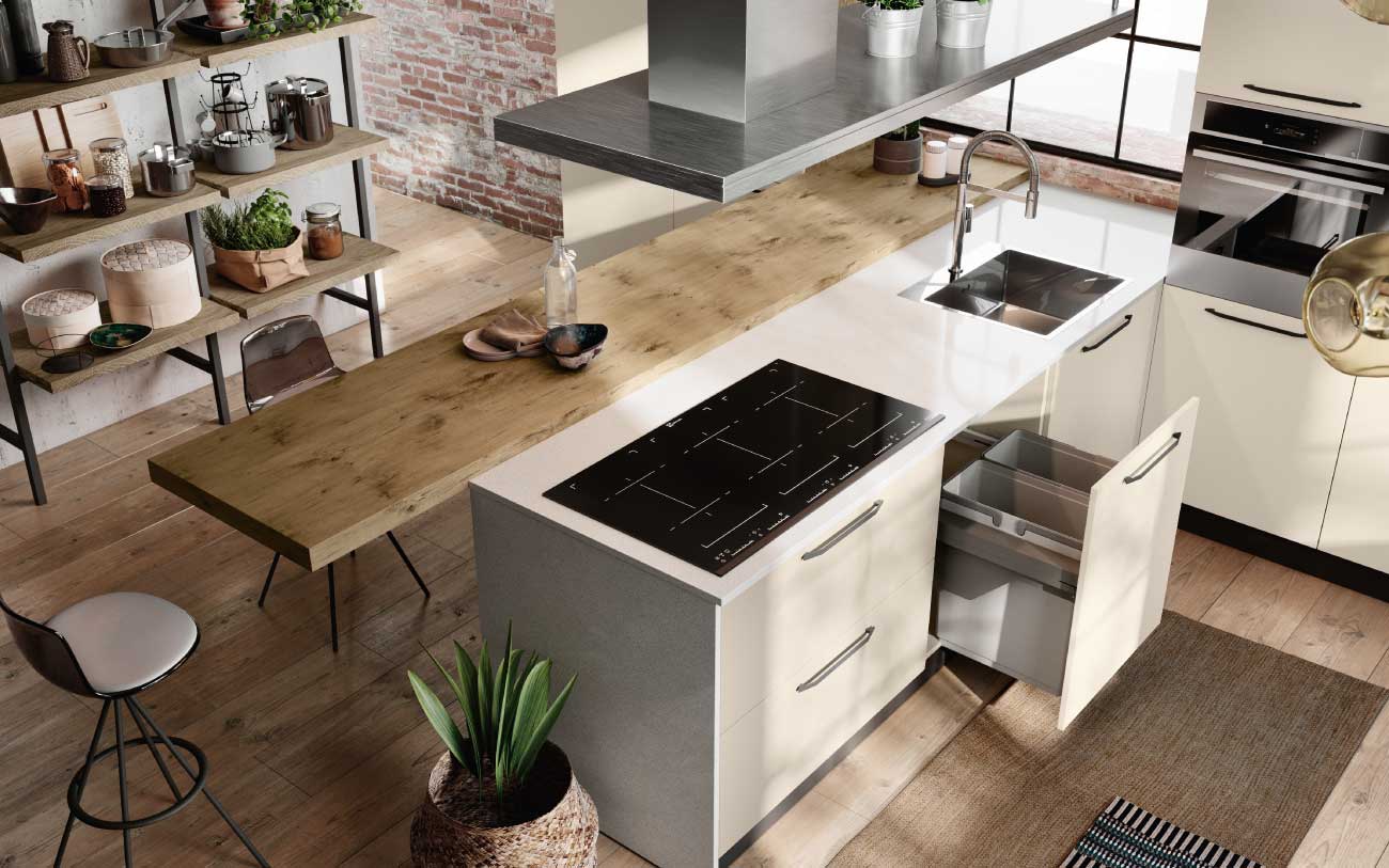 open space - cucina con bancone snack