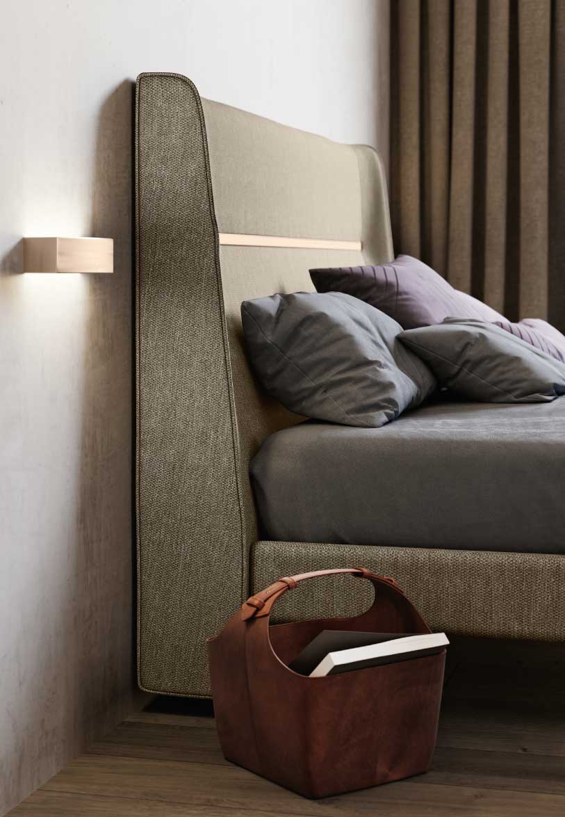 Letto matrimoniale imbottito Isotta particolare testiera 2