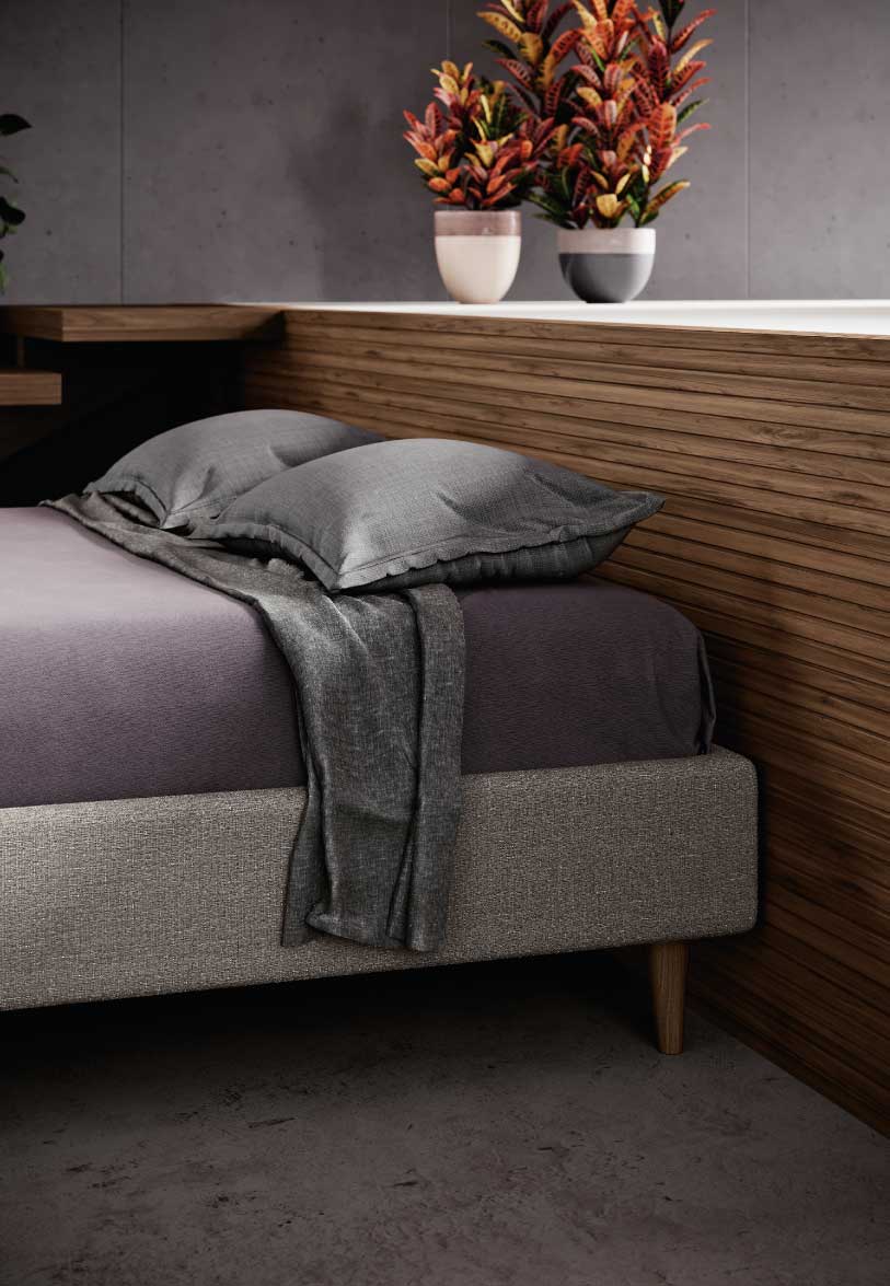 Letto matrimoniale imbottito Sommier particolare giroletto