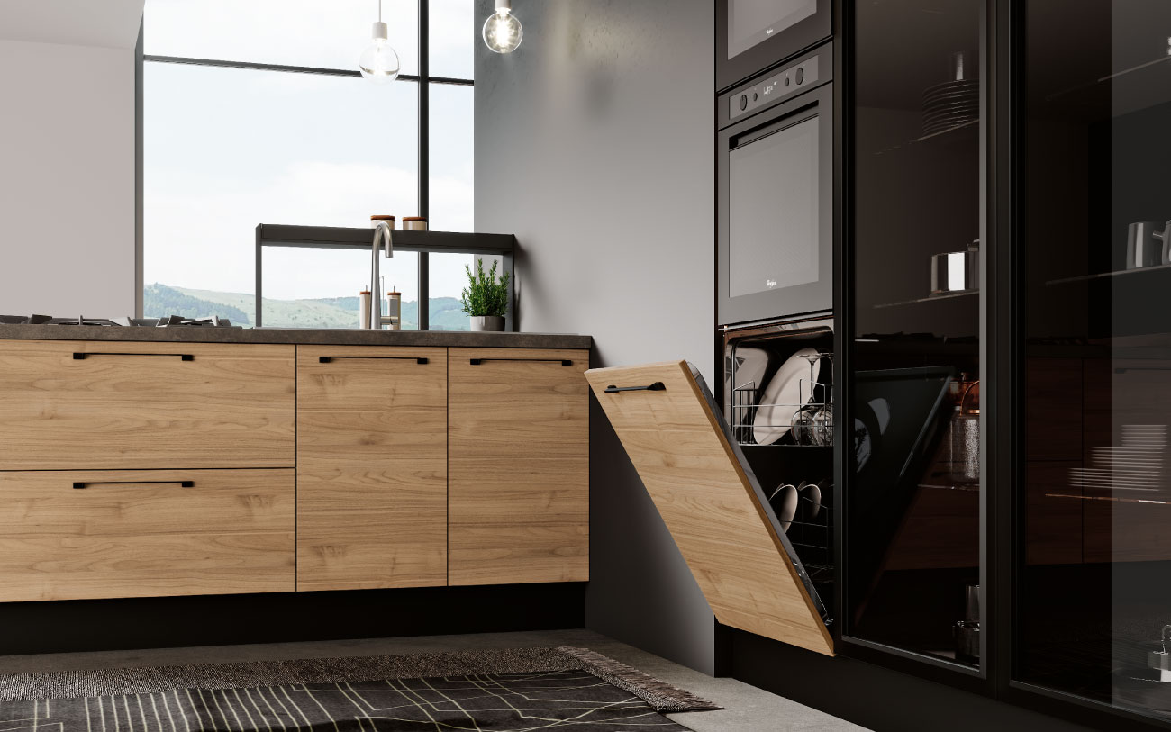 DM0665 immagine cucina con penisola particolare lavastoviglie