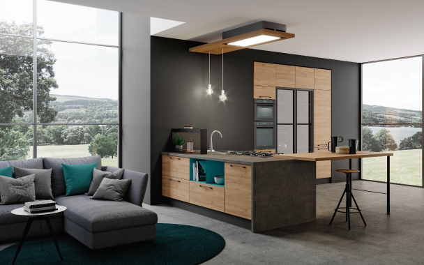 immagine cucina con penisola cucina living