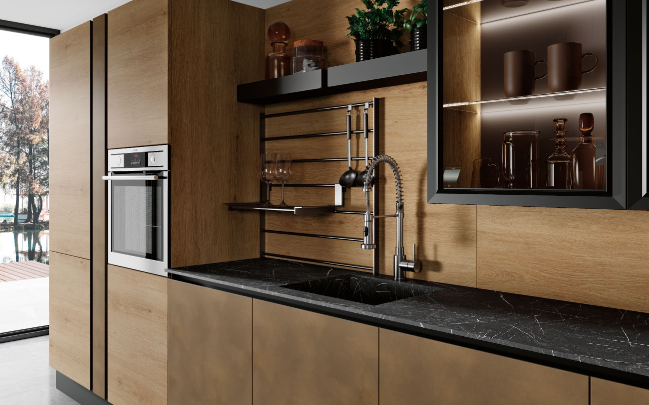 DM0661 cucina con isola particolare lavello