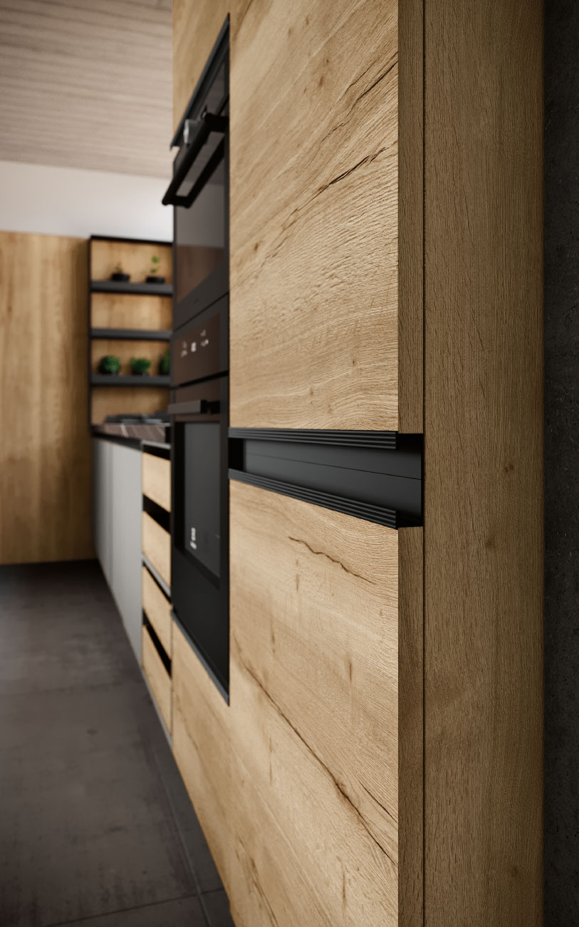 Immagine cucina due lati particolare ante Pensarecasa