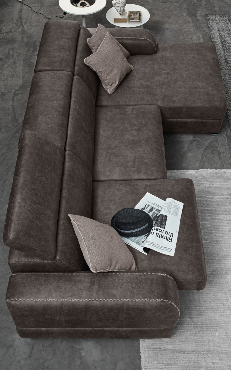 GREGORY divano in pelle chaise longue particolare1