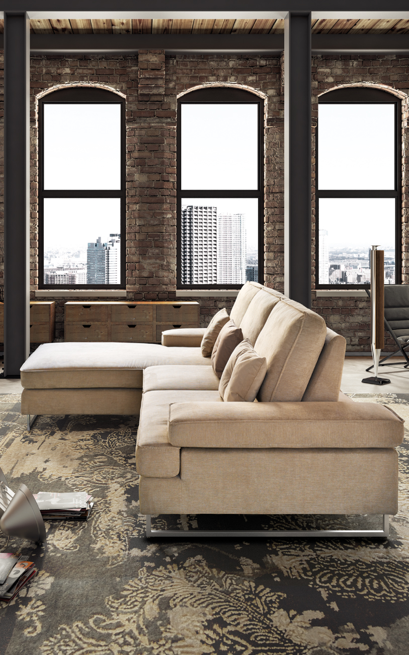 LUIS divano in tessuto 3 posti chaise longue particolare3