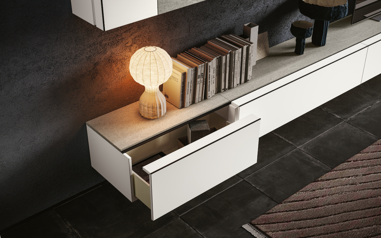 qsm621 Soggiorno moderno minimale Pensarecasa particolare base con cassetto