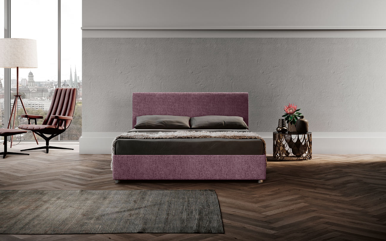 Letto matrimoniale in tessuto con contenitore Pensarecasa