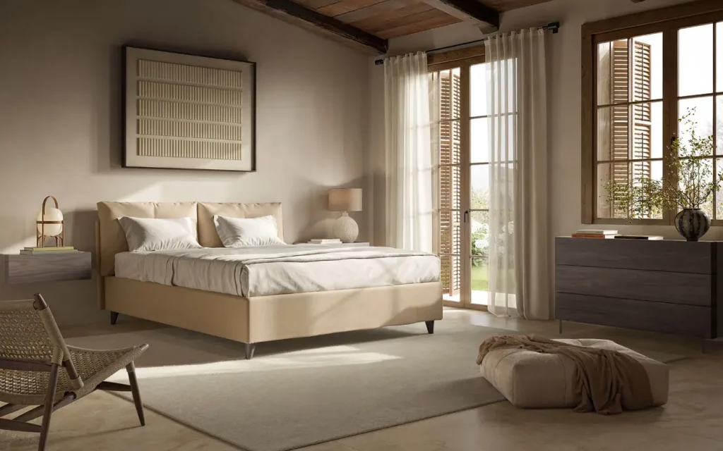 Letto contenitore imbottito Lift