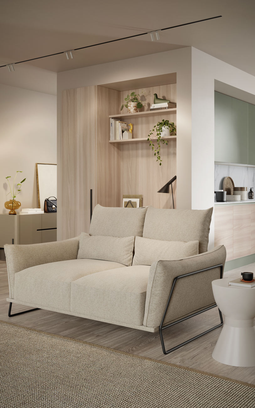 Soggiorno minimale appartamento benessere pensarecasa particolare divano