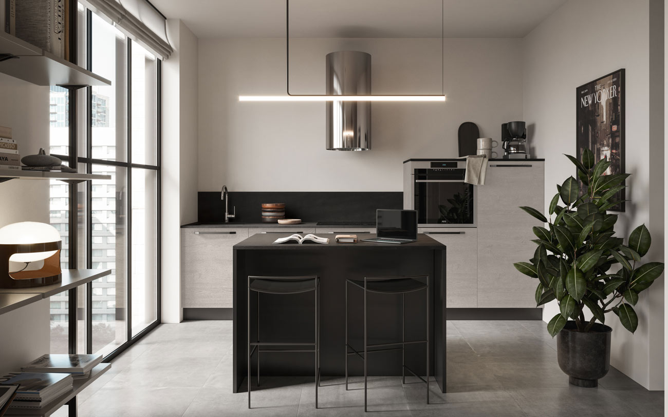 Cucina urban monolocale 38mq pensarecasa