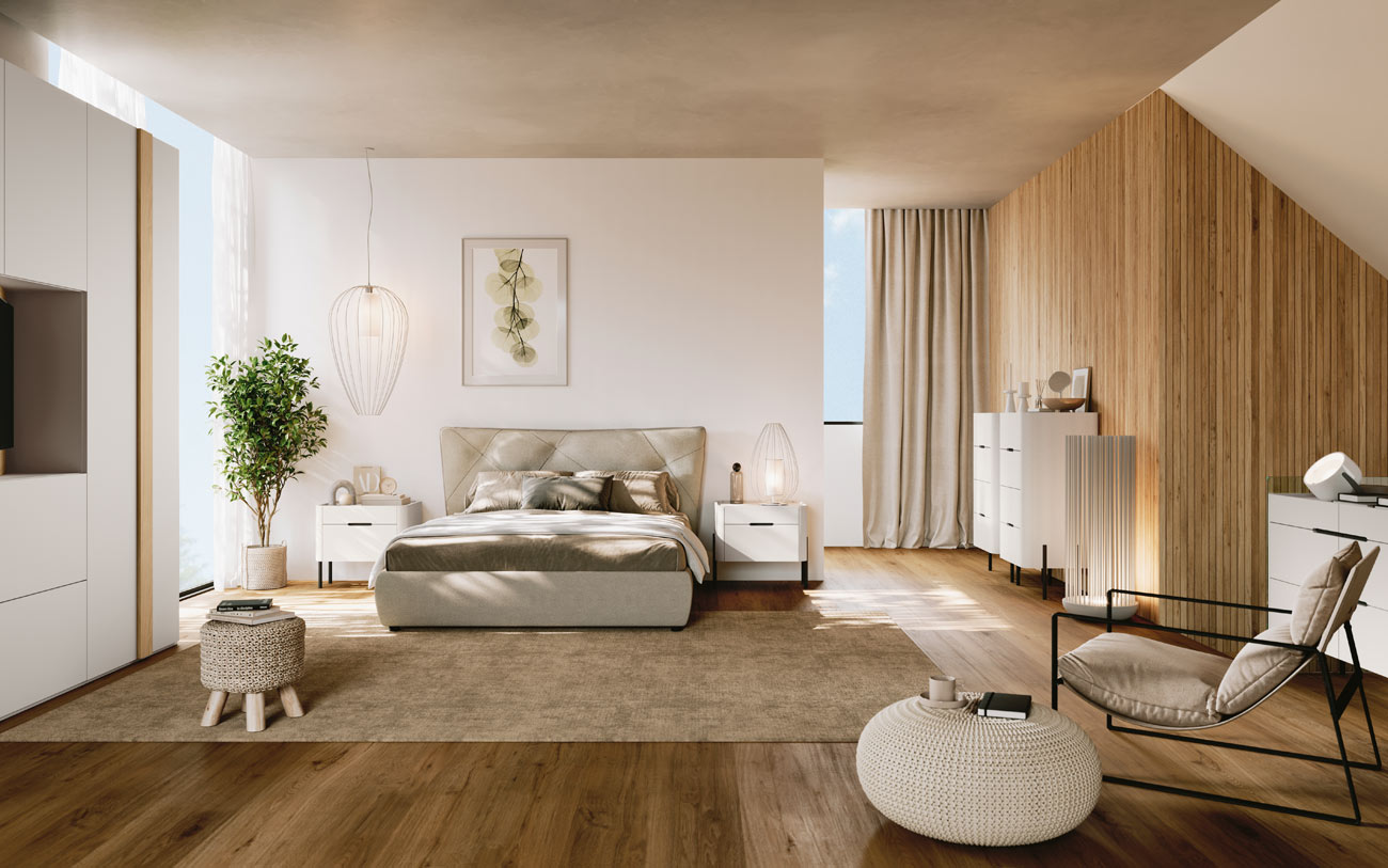 Camera da letto stile nordico e sobrio pensarecasa