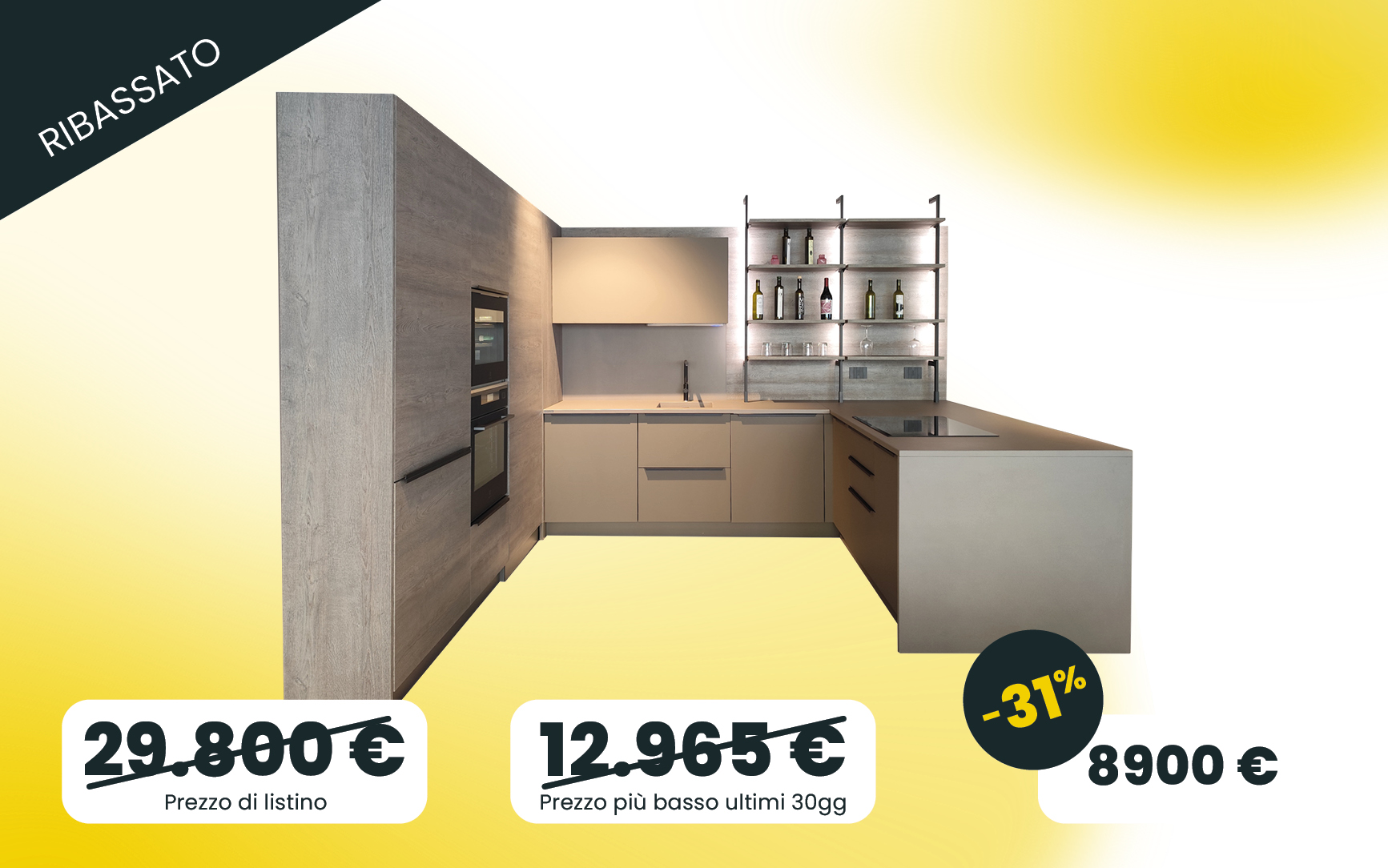 Cucina angolare con penisola occasioni Milano