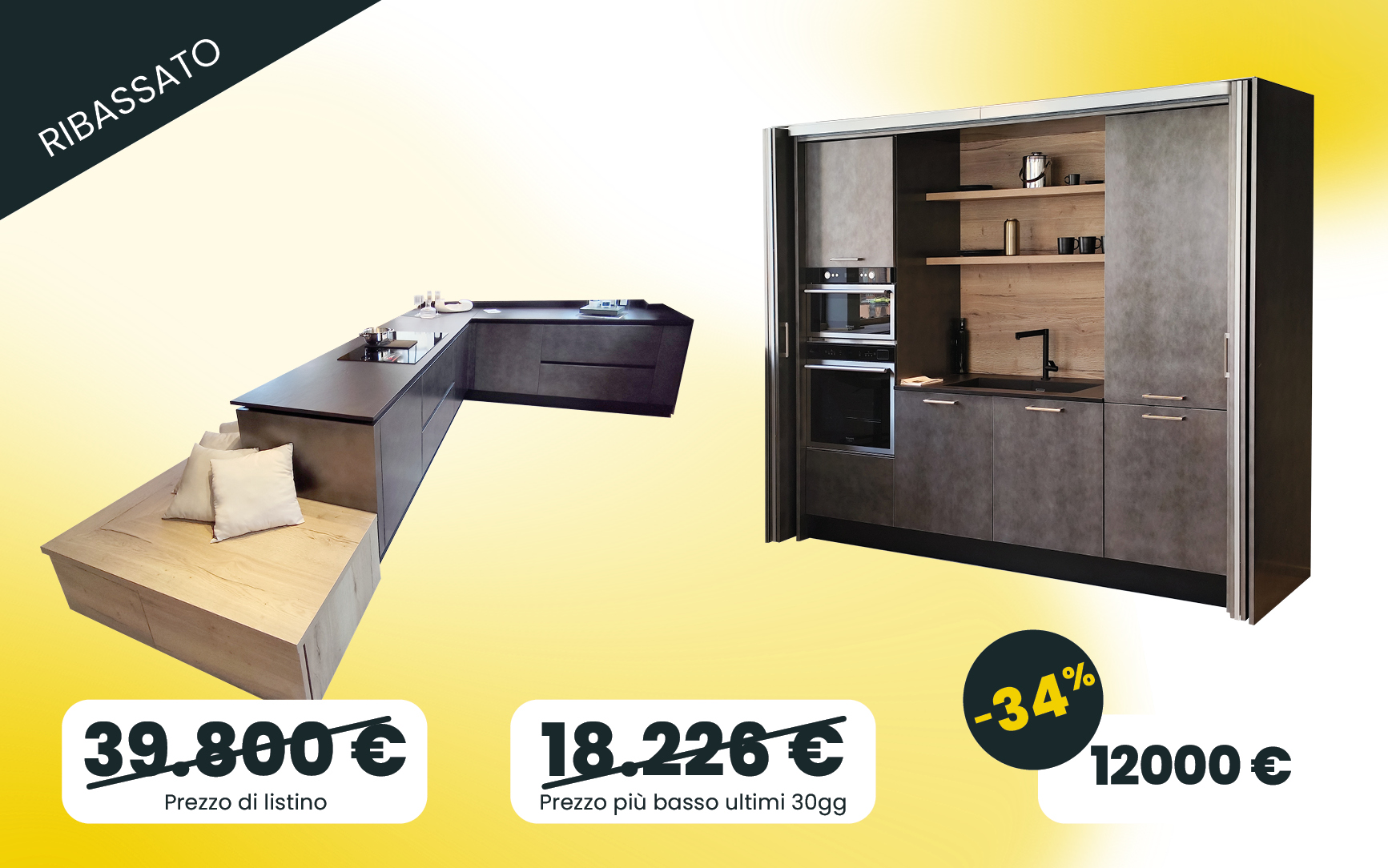 Cucina con pocket door in sconto a Pensarecasa Milano