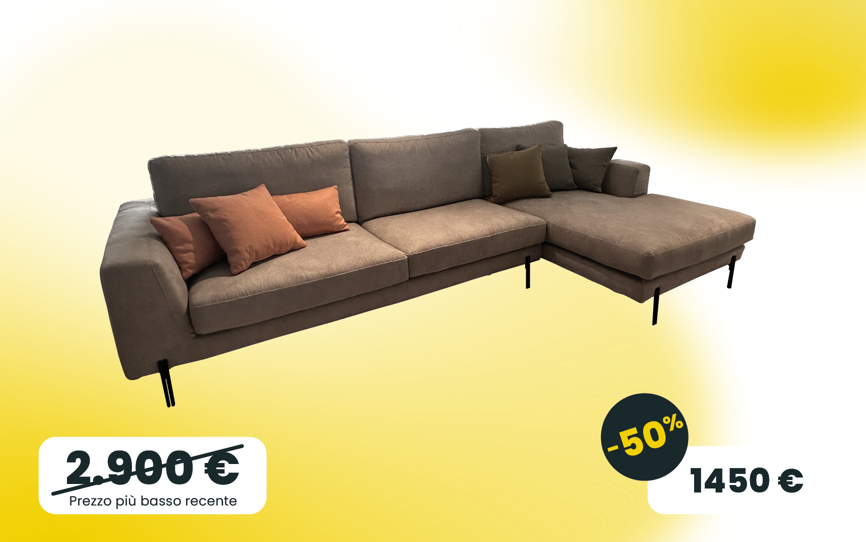 Divano Voyage in tessuto con chaise longue occasione Modena