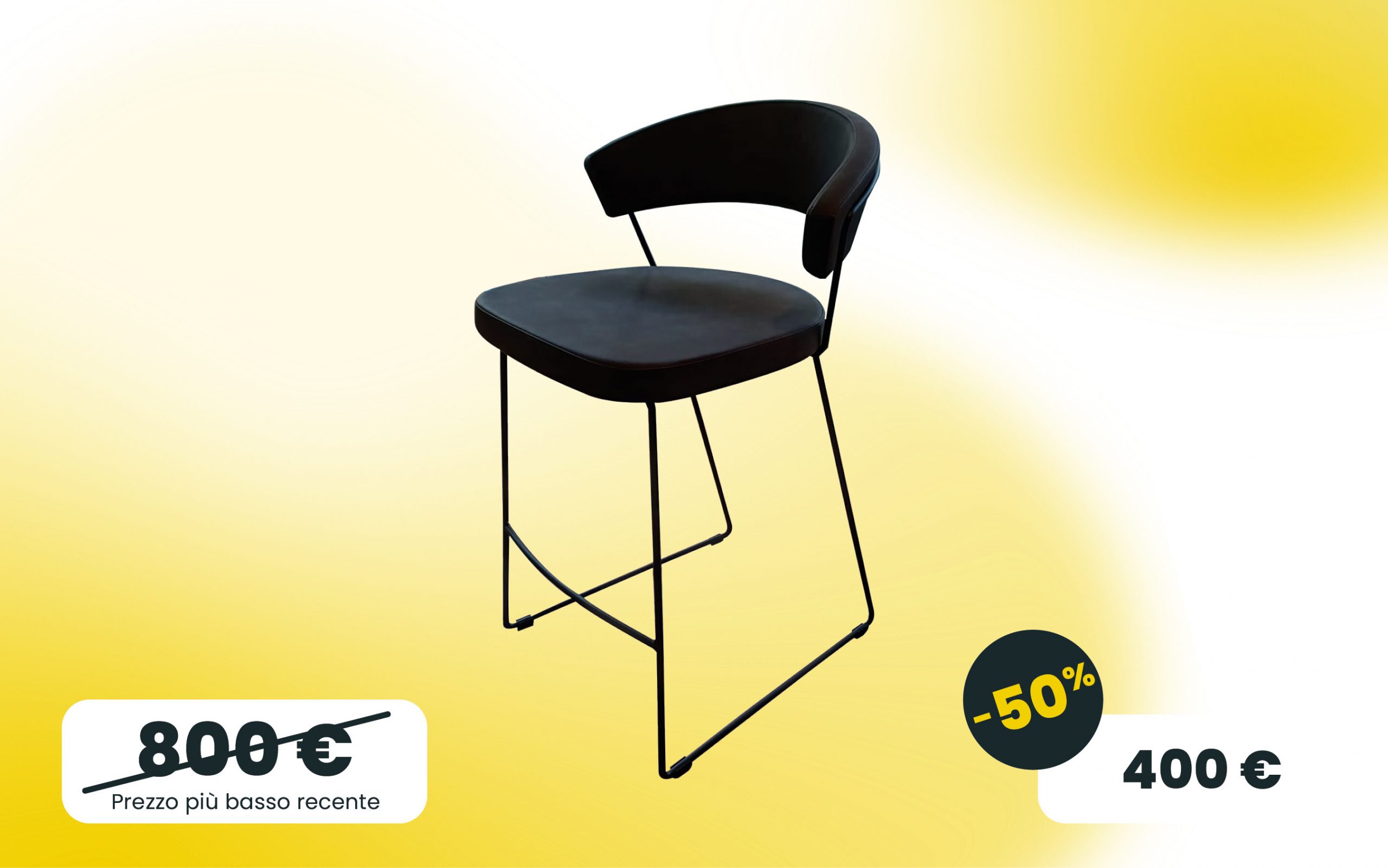 Immagine sgabello Nwe York Connubia con struttura in metallo Nero e seduta ecopelle