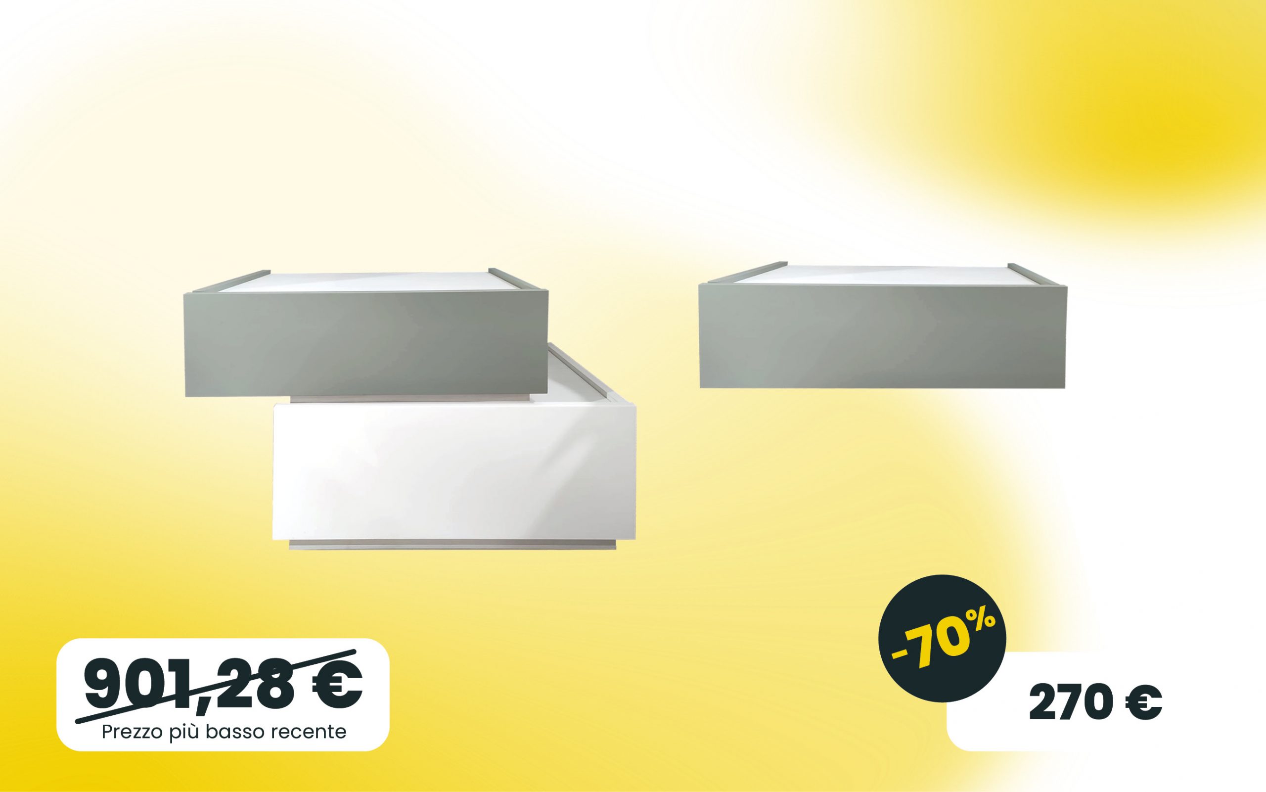 Coppia di comodini Crea Agave e Bianco laccato