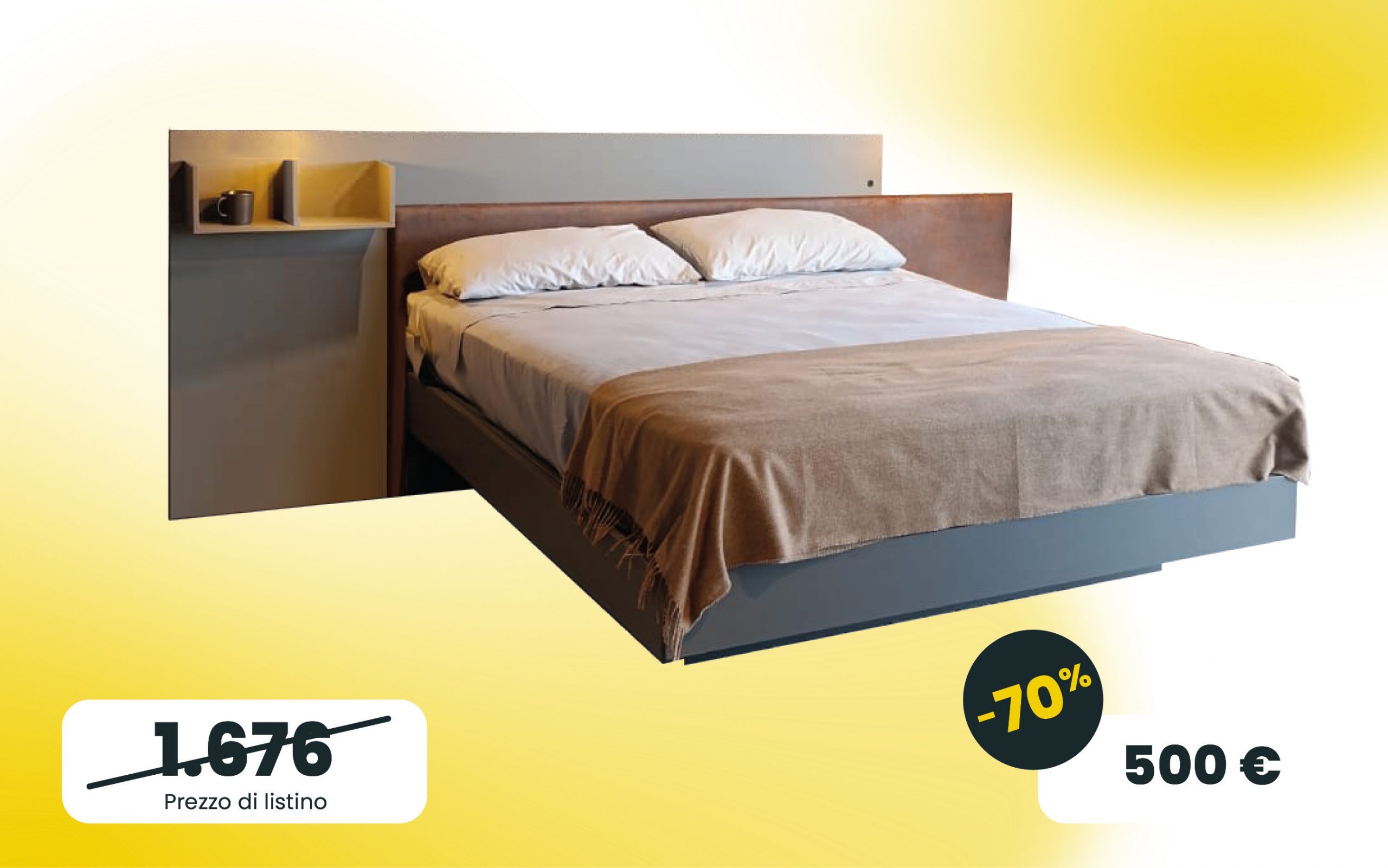 Letto matrimoniale Resort con contenitore in grigio cenere in occasione Civitanova marche