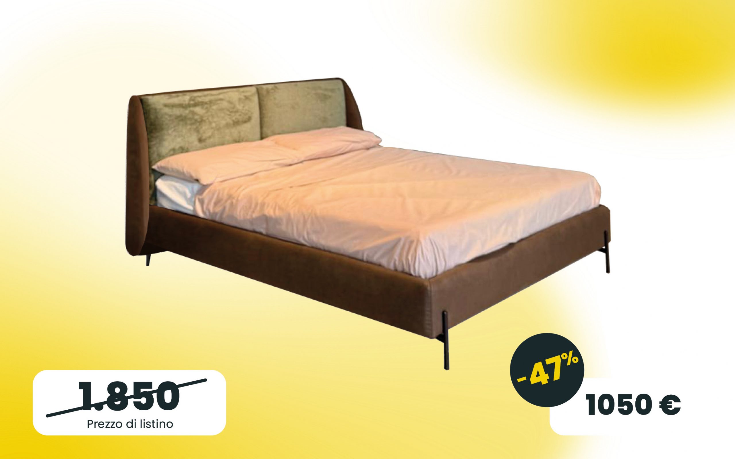 Letto matrimoniale in tessuto LeComfort bicolore con rete 160x200
