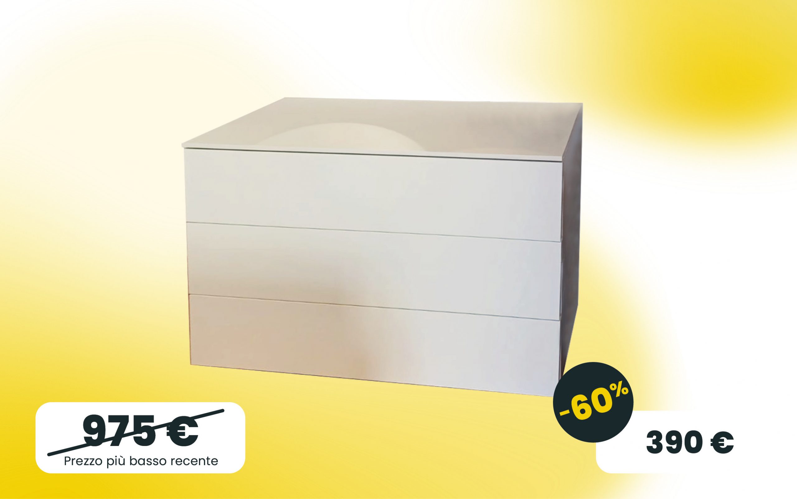 Comò Casual laccato Bianco opaco tre cassetti