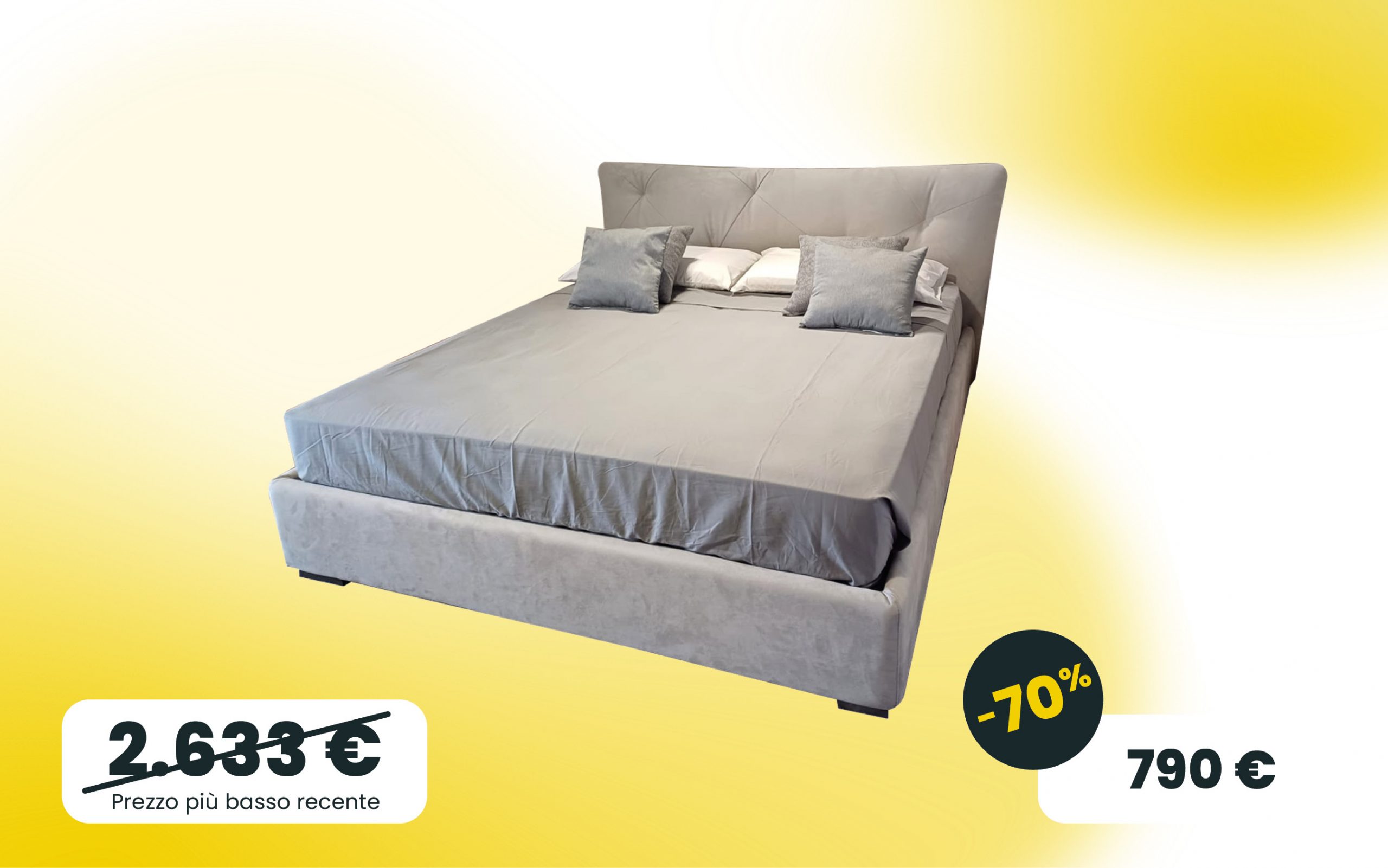 Letto imbottito Dione con contenitore in tessuto Moon Grey
