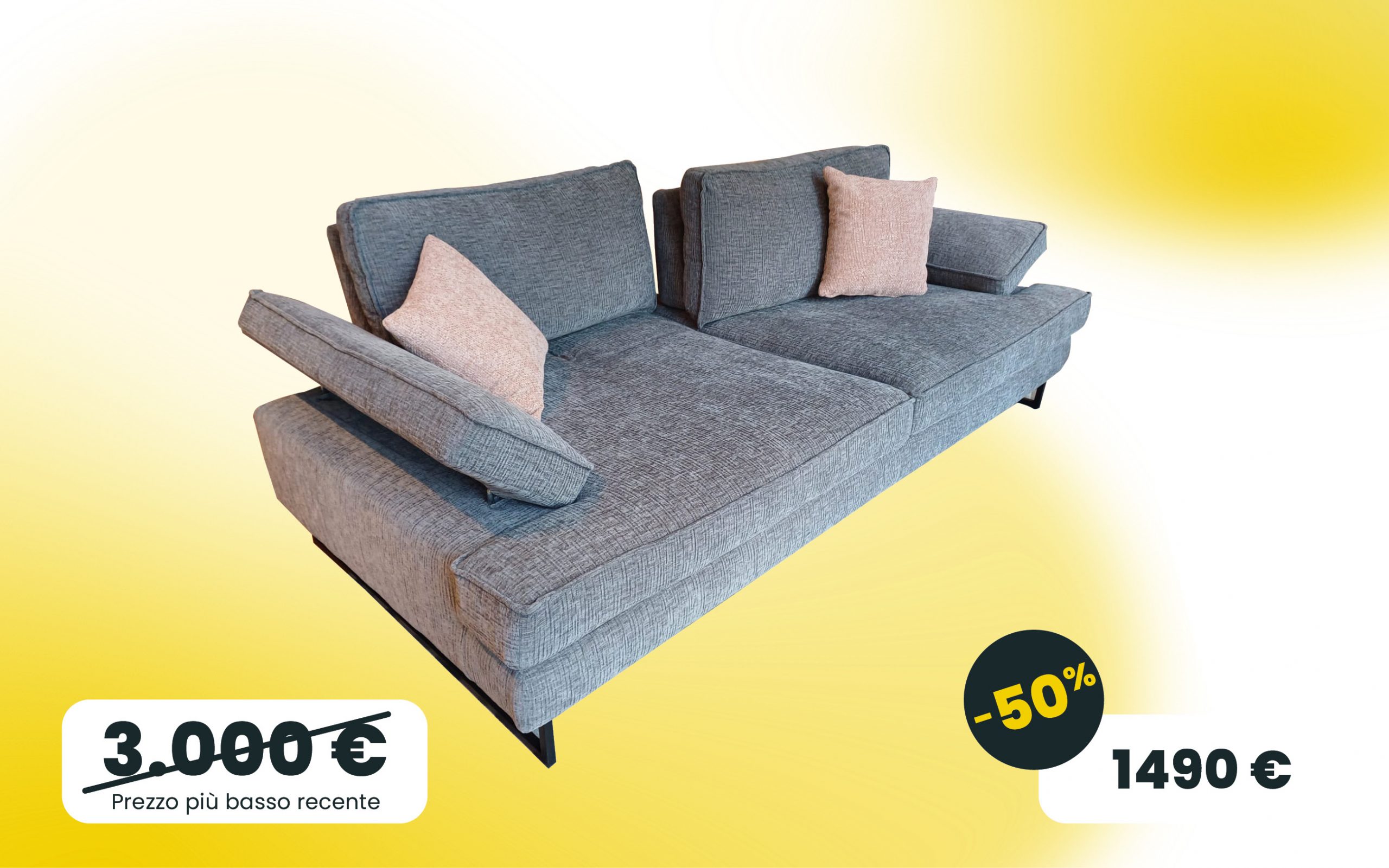 Divano 3 posti maxi Luis LeComfort tessuto grigio