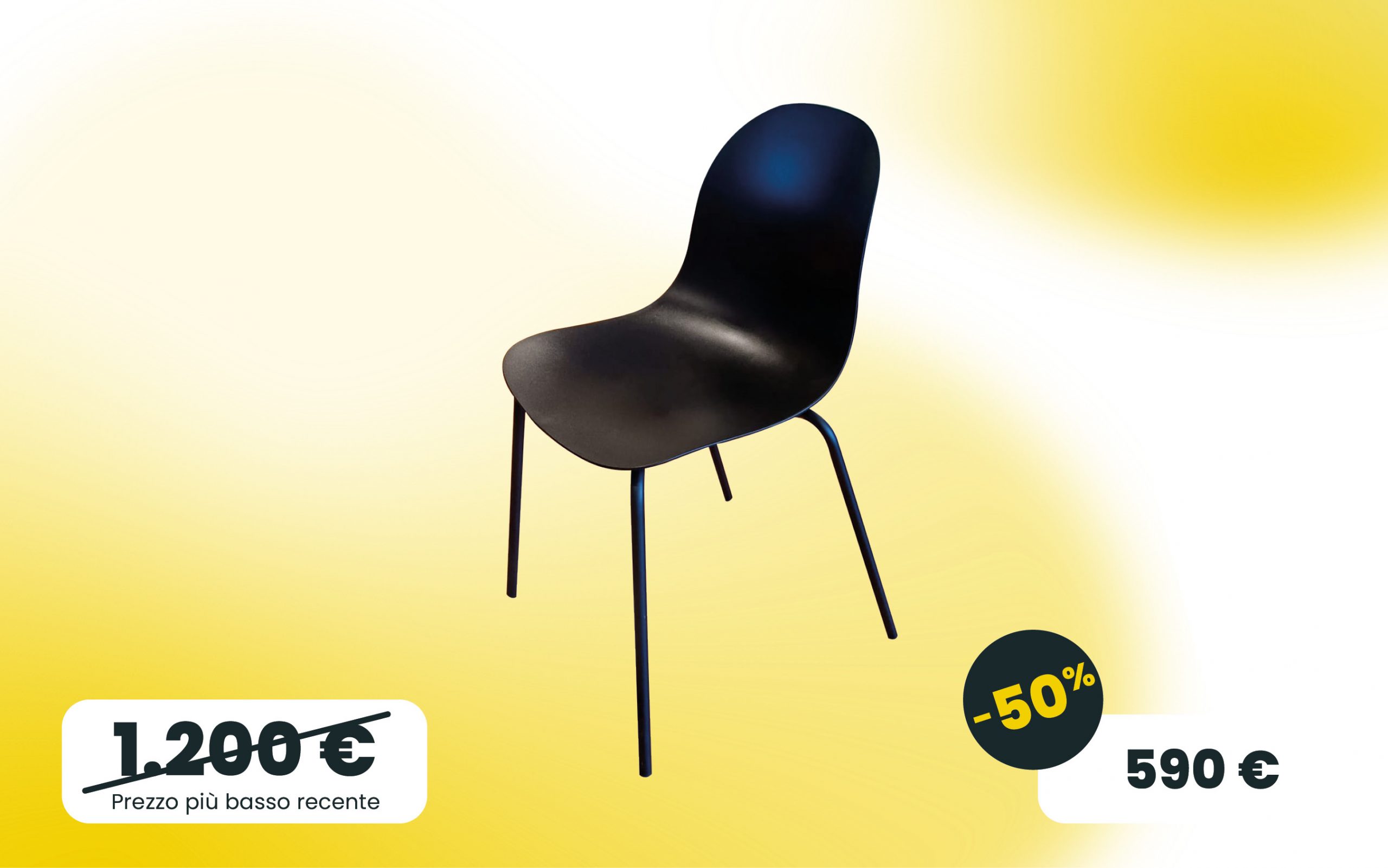 Sedia Academy Connubia gambe metallo Nero e scocca in polipropilene Nero