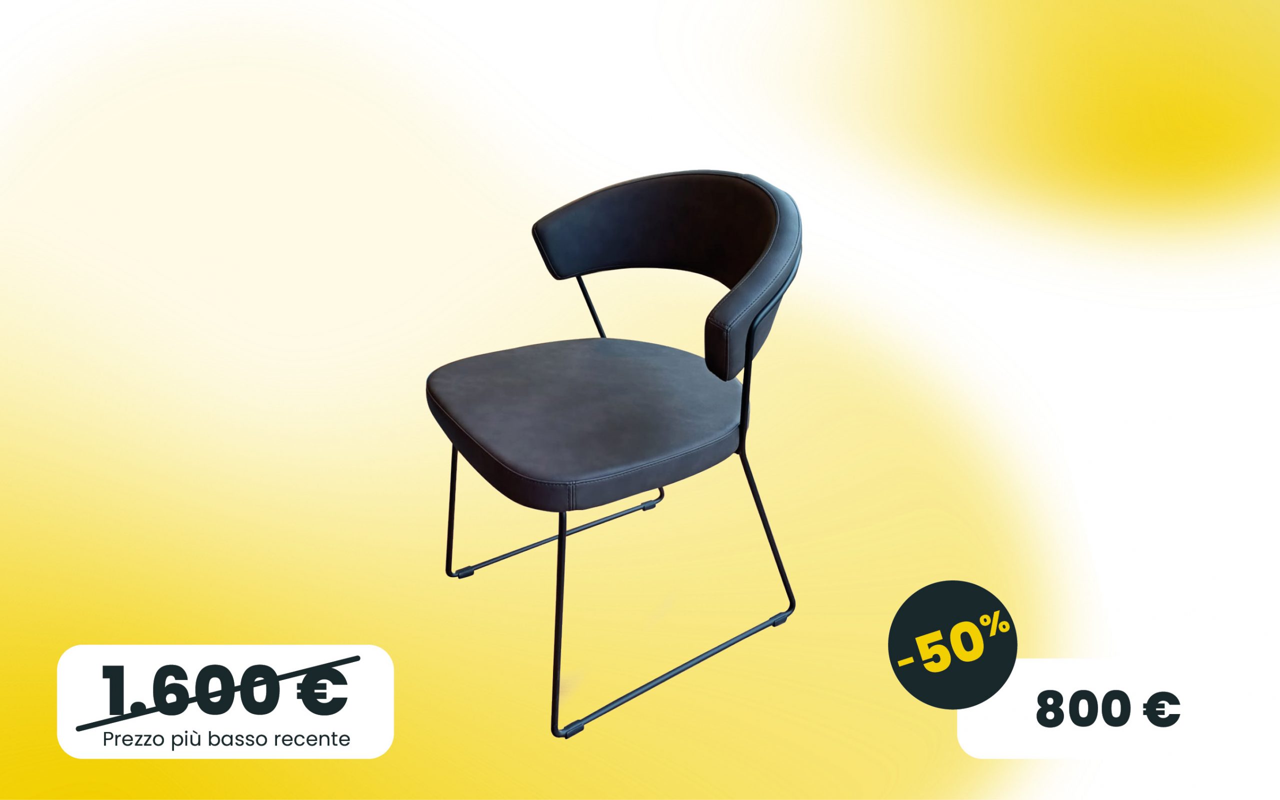 Sedie New York Connubia struttura a slitta metallo nero, seduta e schienale tessuto Vintage Ebano