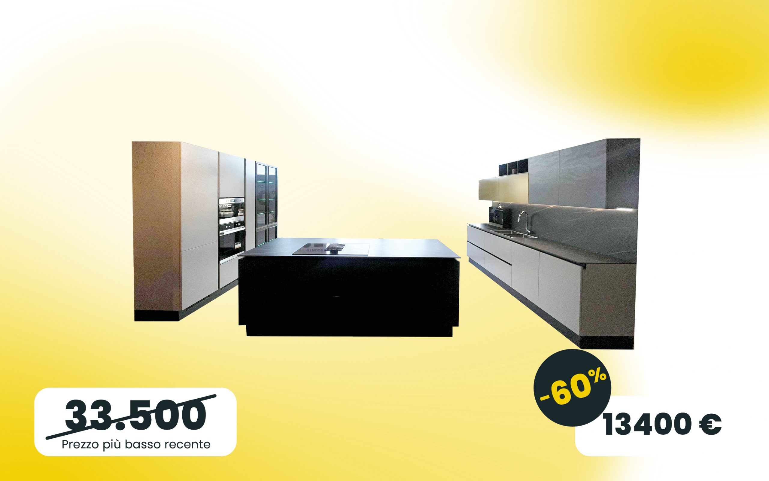 Cucina due lati con isola centrale