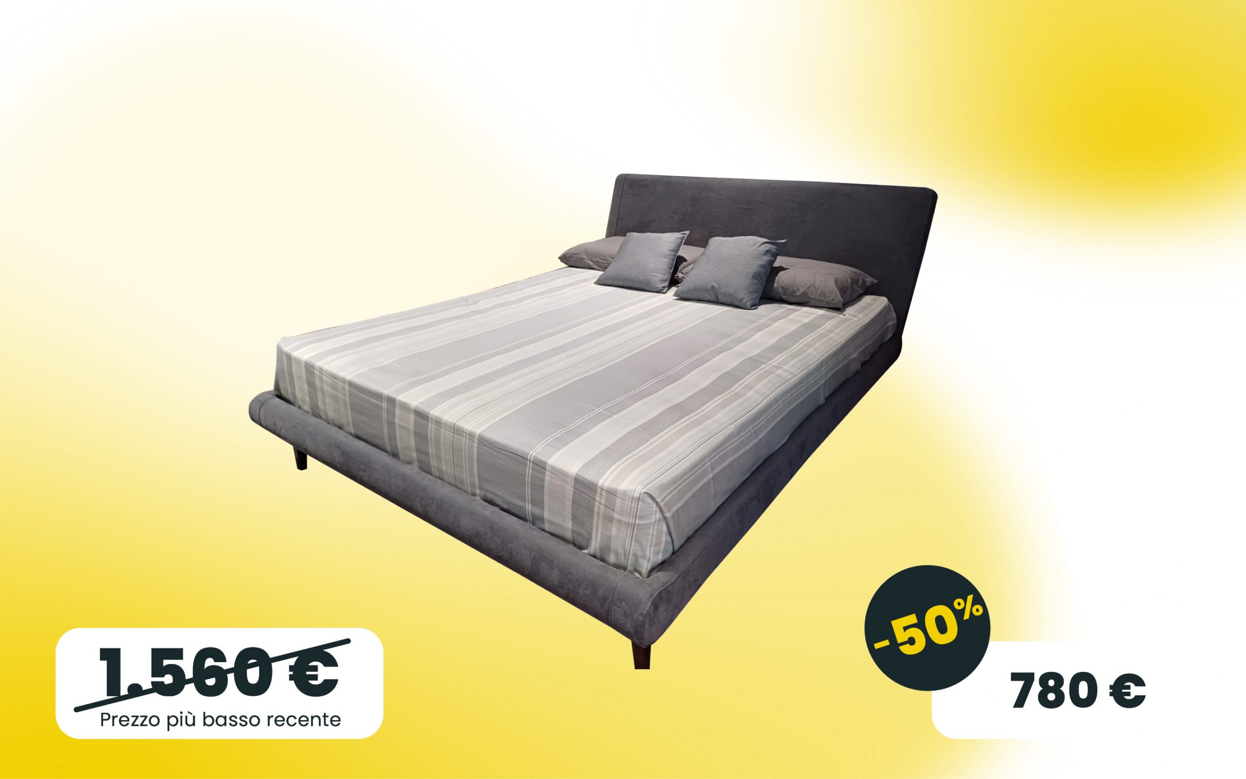 Letto matrimoniale Metropolitan LeComfort in tessuto grigio scuro