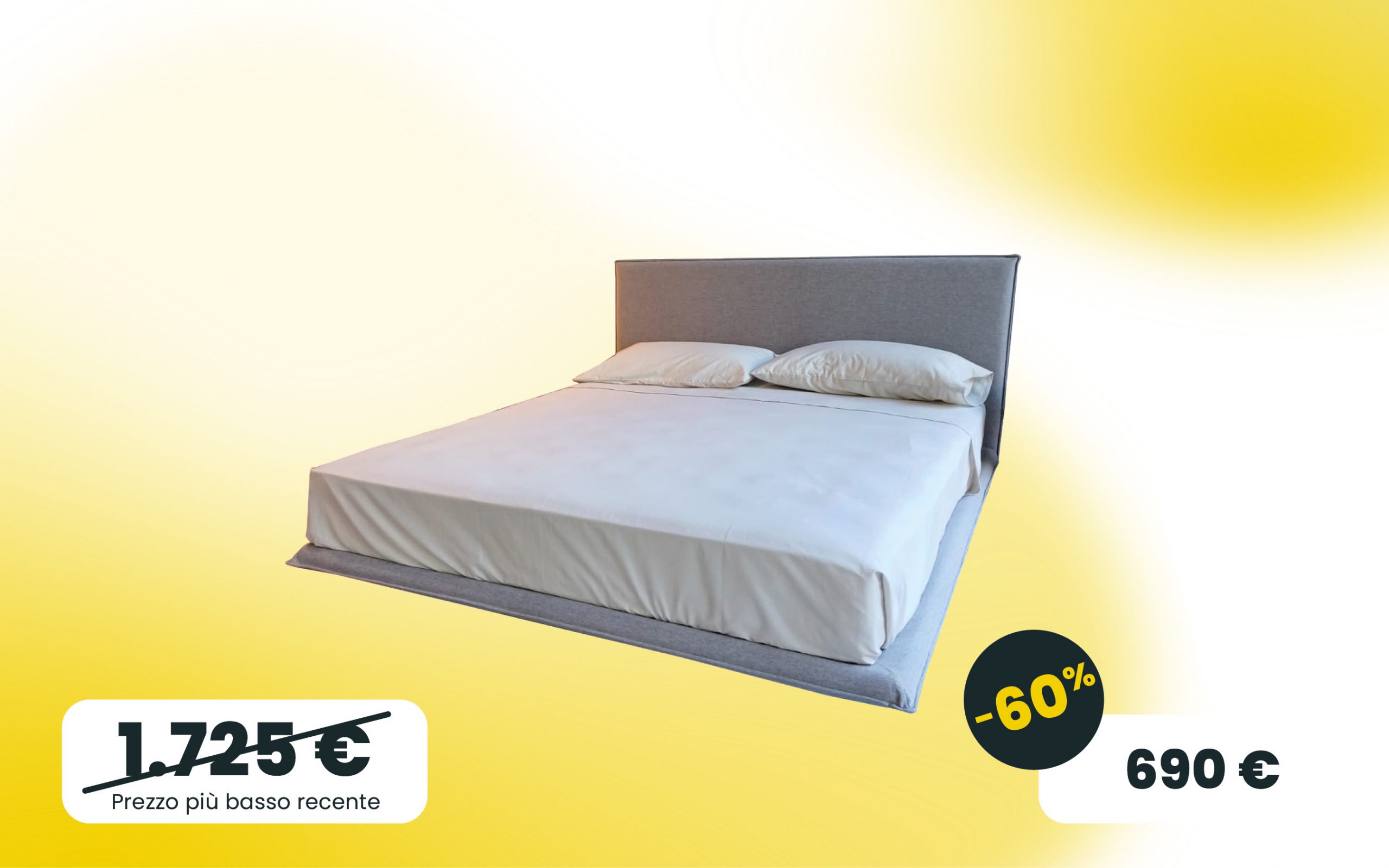 Letto matrimoniale Crystal in tessuto Aida Grigio scuro e piedi in plexiglass