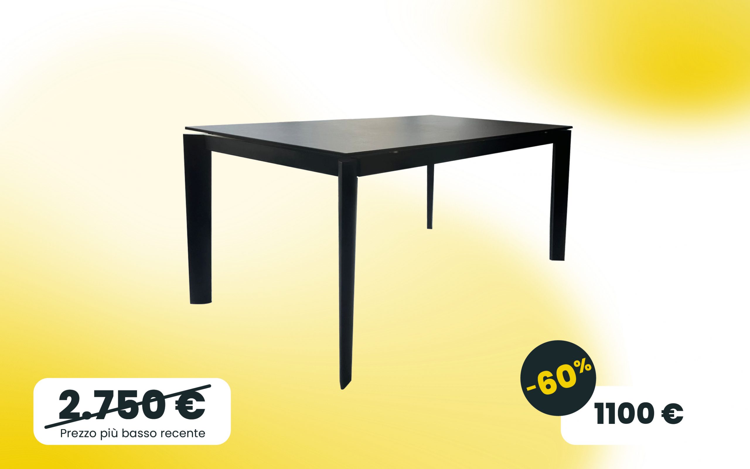 Tavolo allungabile Lord Connubia struttura nero opaco e piano in ceramica terra pompei