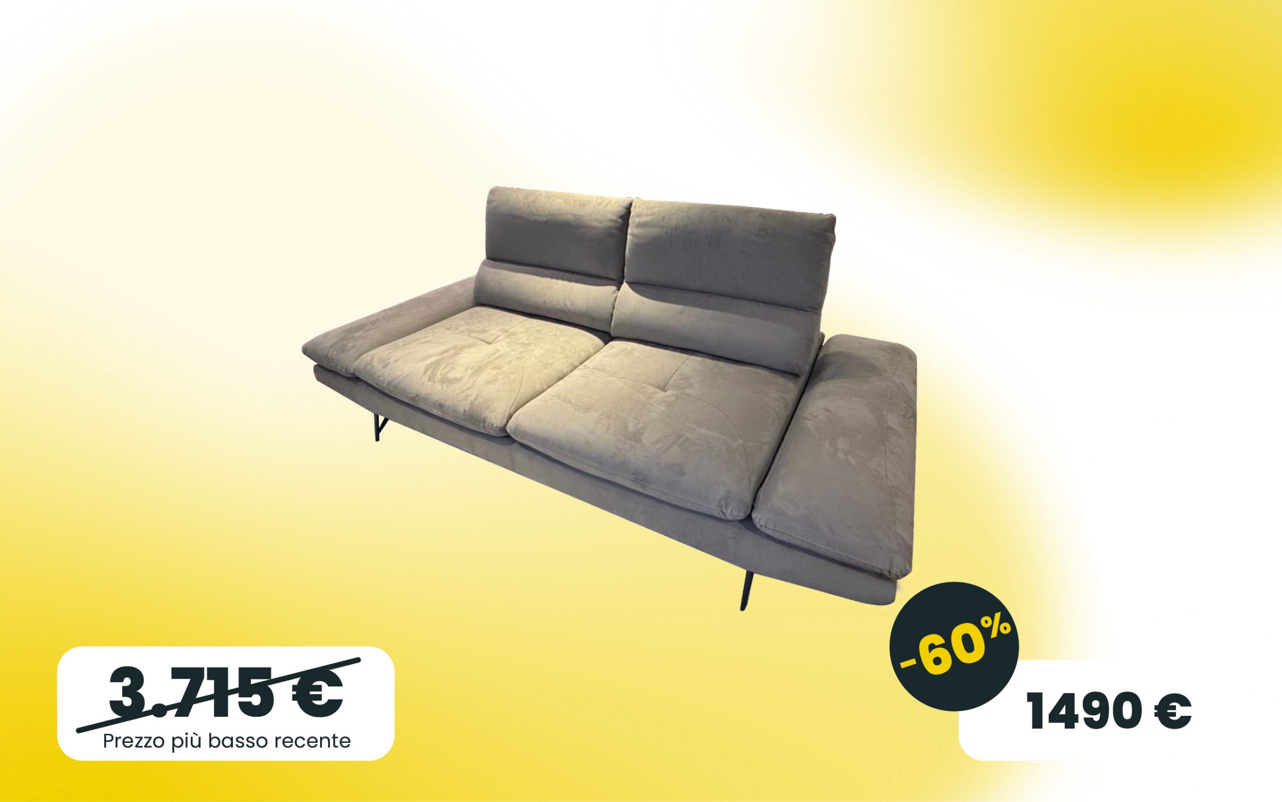 Divano Stresa 3 posti Cuborosso in tessuto Munich 12 tonalità Grigio