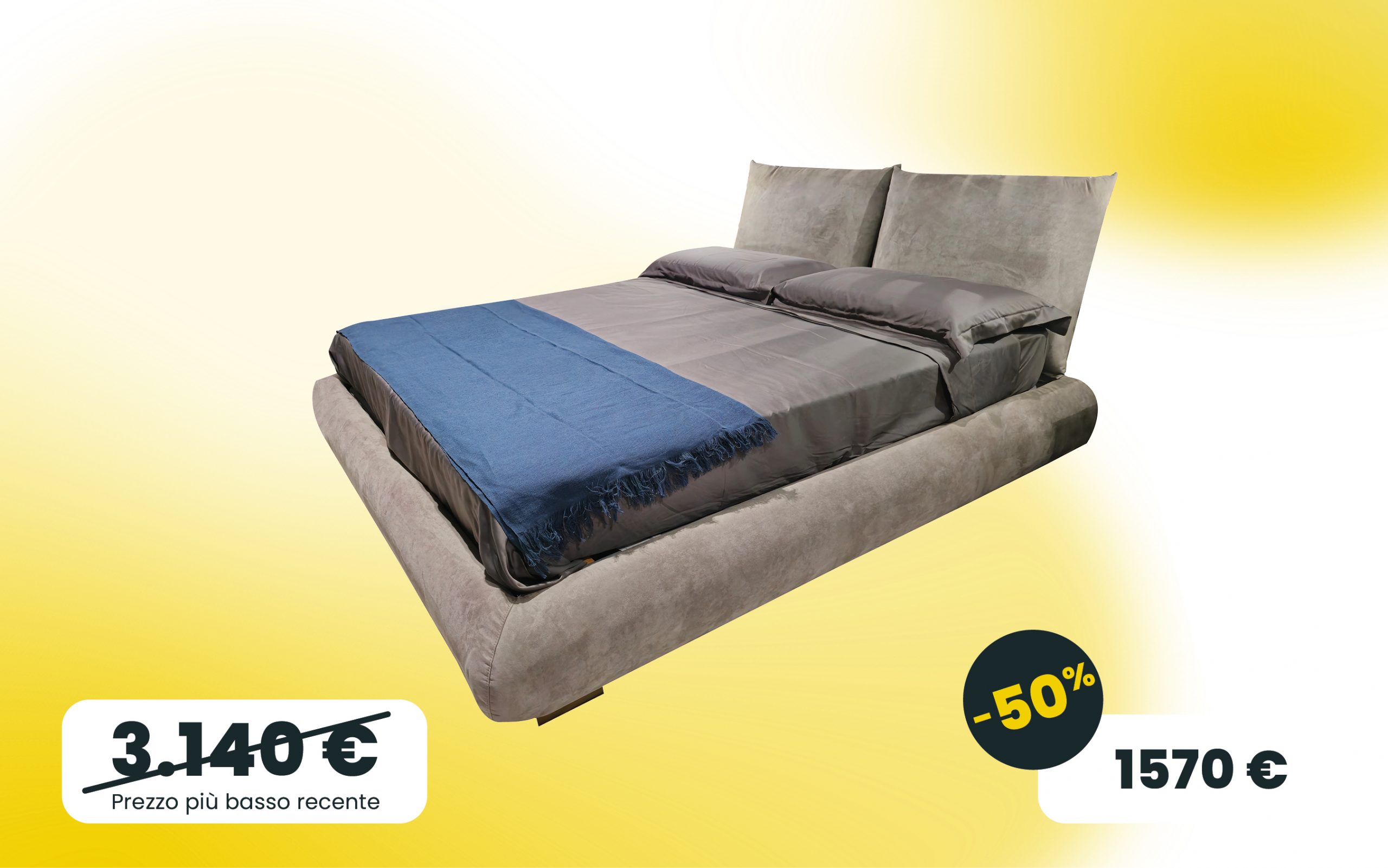 Letto matrimoniale Bellatrix con contenitore in tessuto Tessuto Antimacchia Tortora