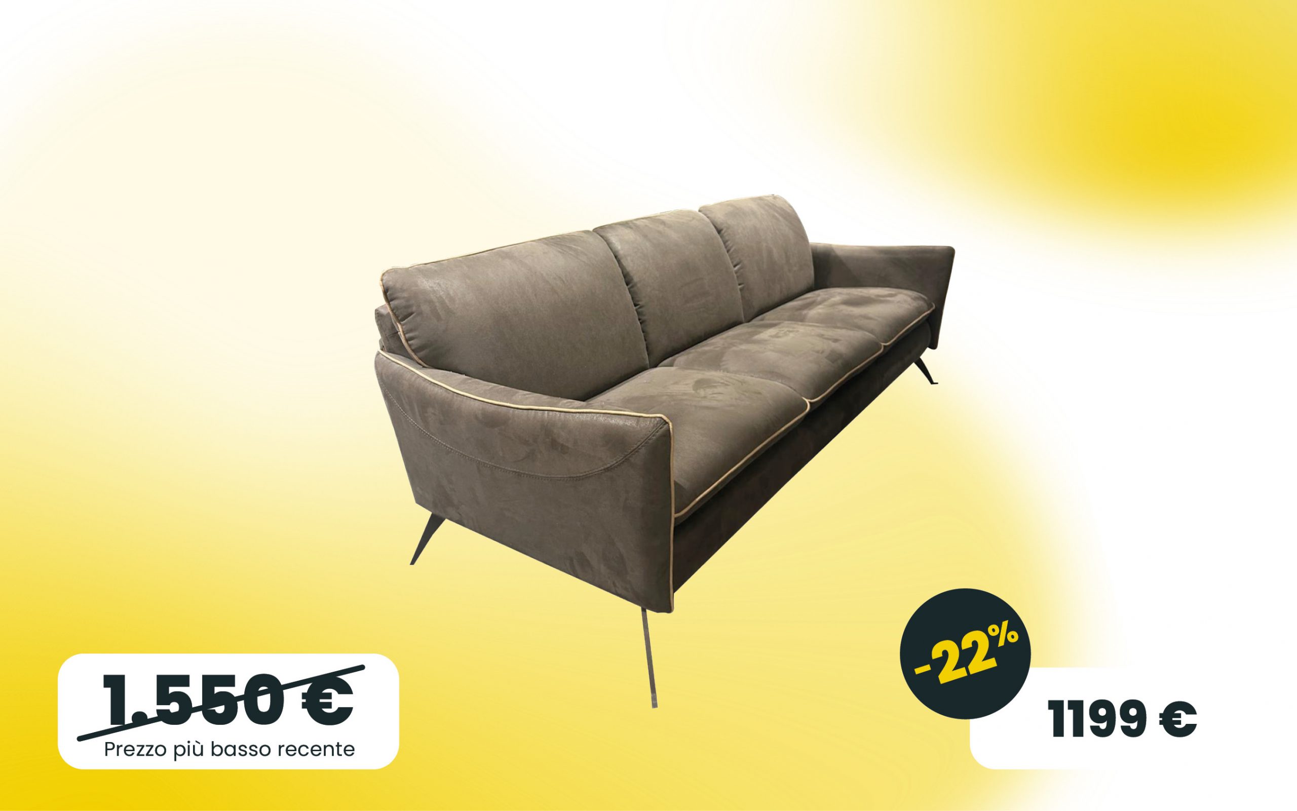 Divano 3 posti Giulia in tessuto antimacchia marrone