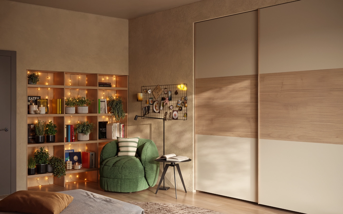 Armadio ante scorrevoli naturale